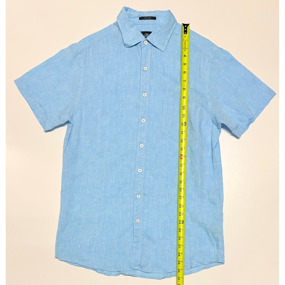 Rodd & Gunn Mens Blue 100% Italian Linen Short Sleeve Sports Fit Shirt Size M